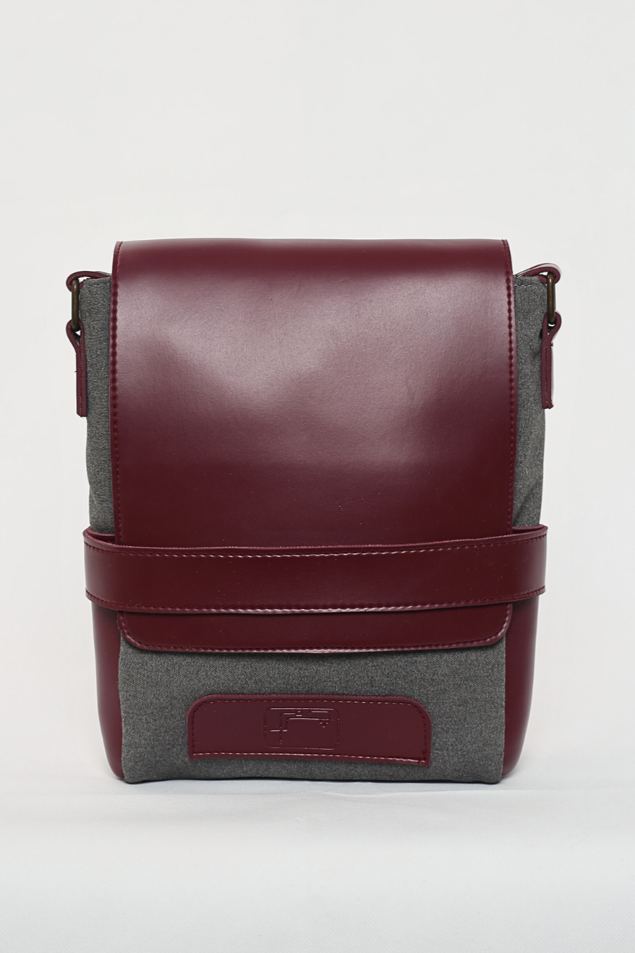 Maroon & Grey Messenger Bag | Crossbody Bag