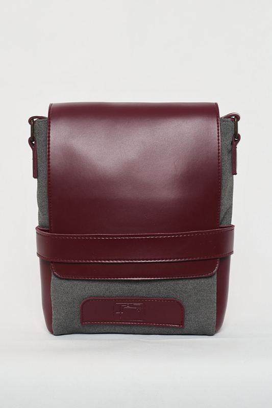 Maroon & Grey Messenger Bag | Crossbody Bag