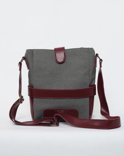 Maroon & Grey Messenger Bag | Crossbody Bag