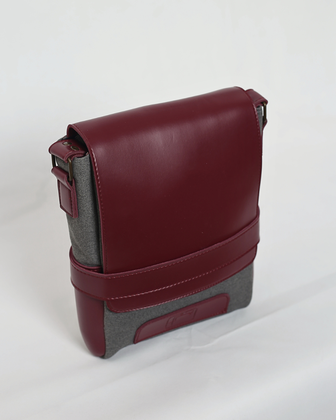 Maroon & Grey Messenger Bag | Crossbody Bag