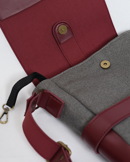 Maroon & Grey Messenger Bag | Crossbody Bag
