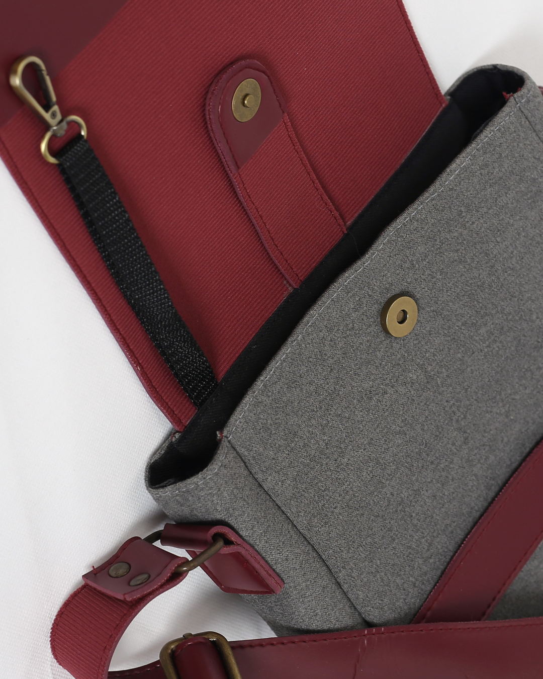 Maroon & Grey Messenger Bag | Crossbody Bag