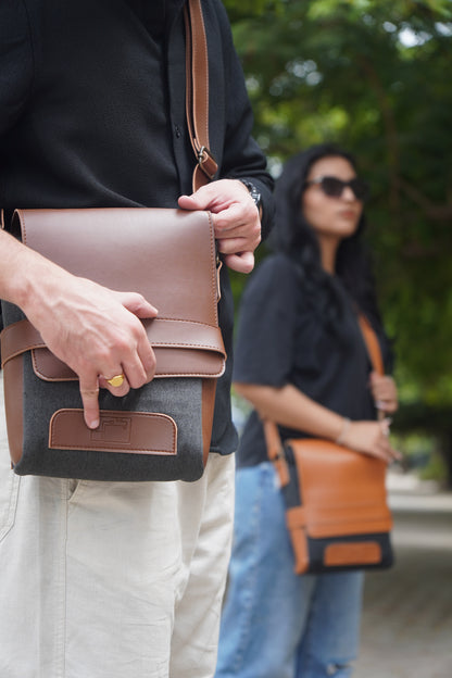 Cherm Messenger - Brown and Charcoal Gray